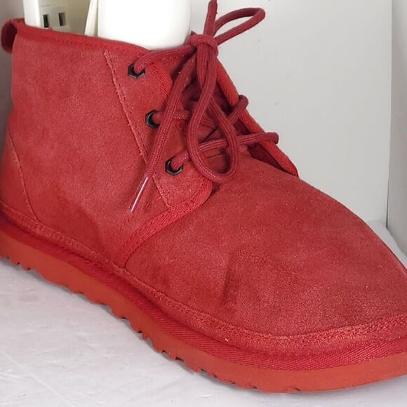 UGG Men's Neumel US 10 Red Suede Sheepskin Lined Ankle Chukka Boots Shoes - Picture 15 of 15